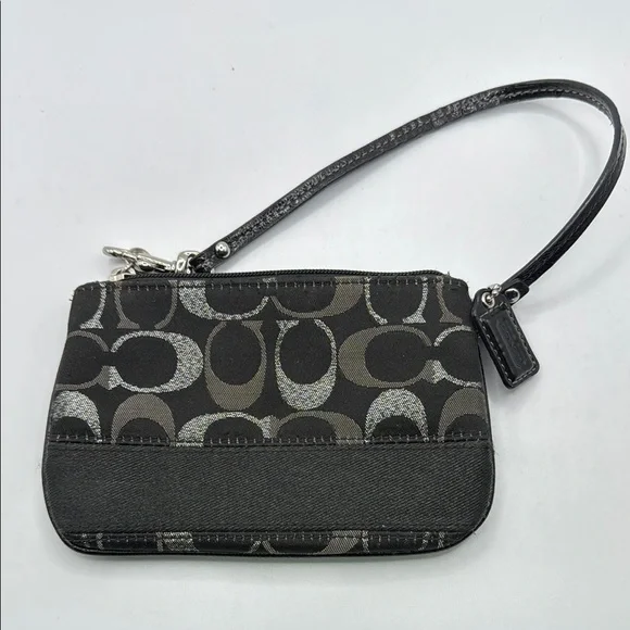 Coach Black Logo Monogram Wristlet Bag Purse Clutch - Picture 1 of 16